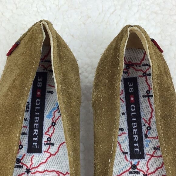 Oliberte Brown Nubuck Suede Slip On Ballet Flats - Picture 9 of 13